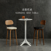High table modern minimalist Nordic round high feet bar table Bar table coffee table milk tea table white outdoor table