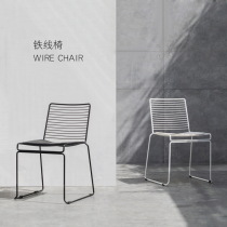 Hollowed-out Iron Art Leaning Back Chair Nordic Metal Chair Mesh Red Modern Minima Dining Chair Outdoor Coffee Restaurant Casual Chair