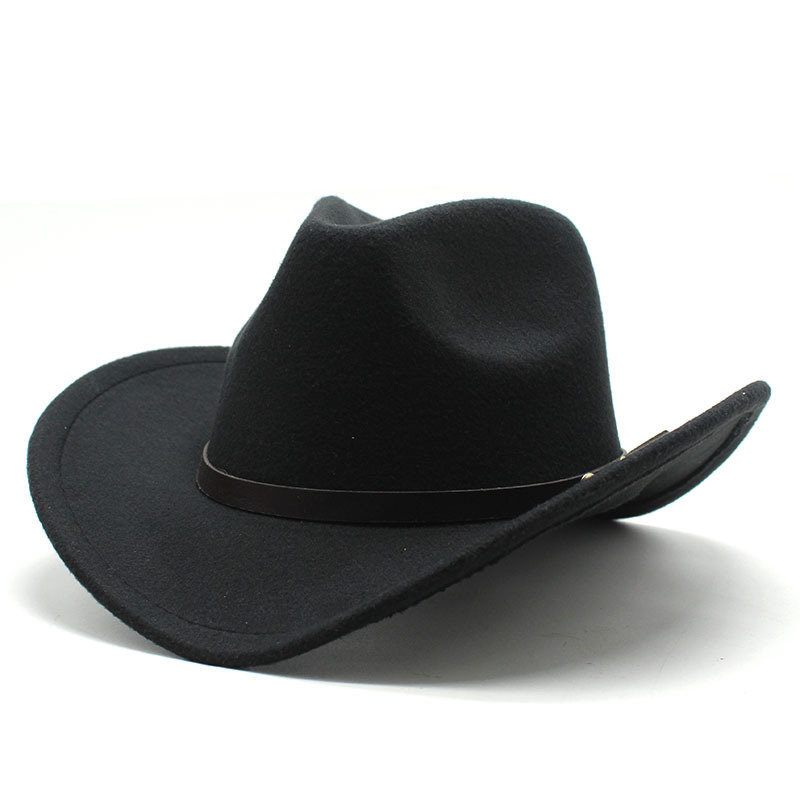 American Western Cowboy Hat Felt Men's and Women's Riding Hat Rolled Brim Jazz Hat Cowboy Hat