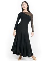 Adult modern practice dress dress national standard big swing dress Waltz fast step dance dress black long sleeve black