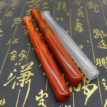 Natural red agate white chalcedony dry cigarette holder Traditional old-fashioned dry cigarette bag cigarette rod accessories Jade cigarette holder