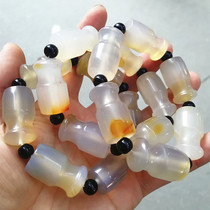  Antique collection old agate hand carved cigarette holder shape bracelet natural pretty color chalcedony cigarette holder old-fashioned hand string