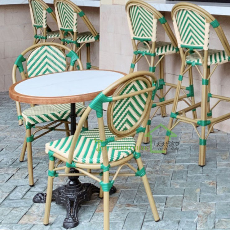 Outdoor Table Chairs Combined Balcony Vines Style Cafeterie Cafeterie Garden Vine Chairs Outdoor American Open-air Dining Room Dining Chair