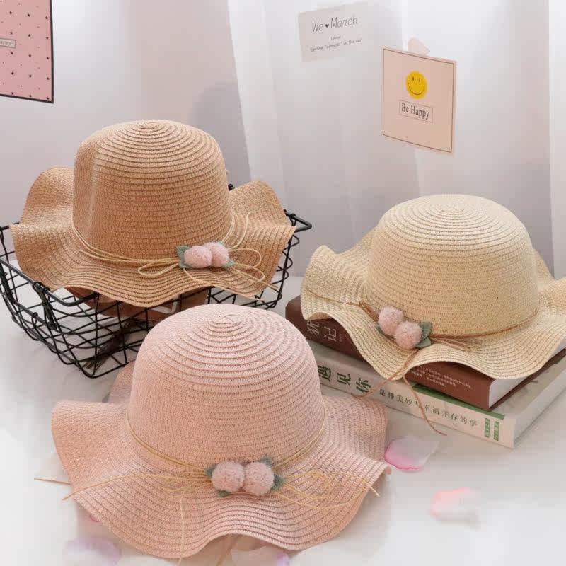 Straw hat children's female Korean version tide summer beach sunshade hat sunscreen baby basin hat sunshade hat travel