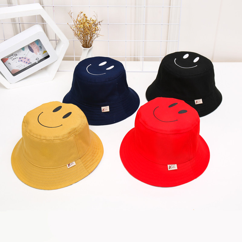 Children's cotton smiley fisherman hat boy cartoon cute hat girl baby Korean version of the sunshade sunshade hat tide