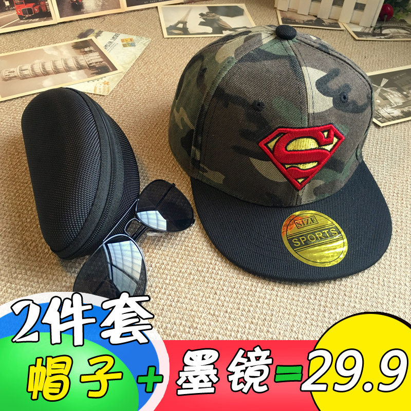 Korean version of the summer boy hat children's camouflage cartoon Superman peaked cap leisure travel sunshade hat tide
