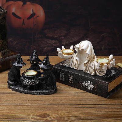 Cross-border Halloween candlestick table decoration item, Ghost Festival Ghost Wizard Cat Festival decoration, gift for friends
