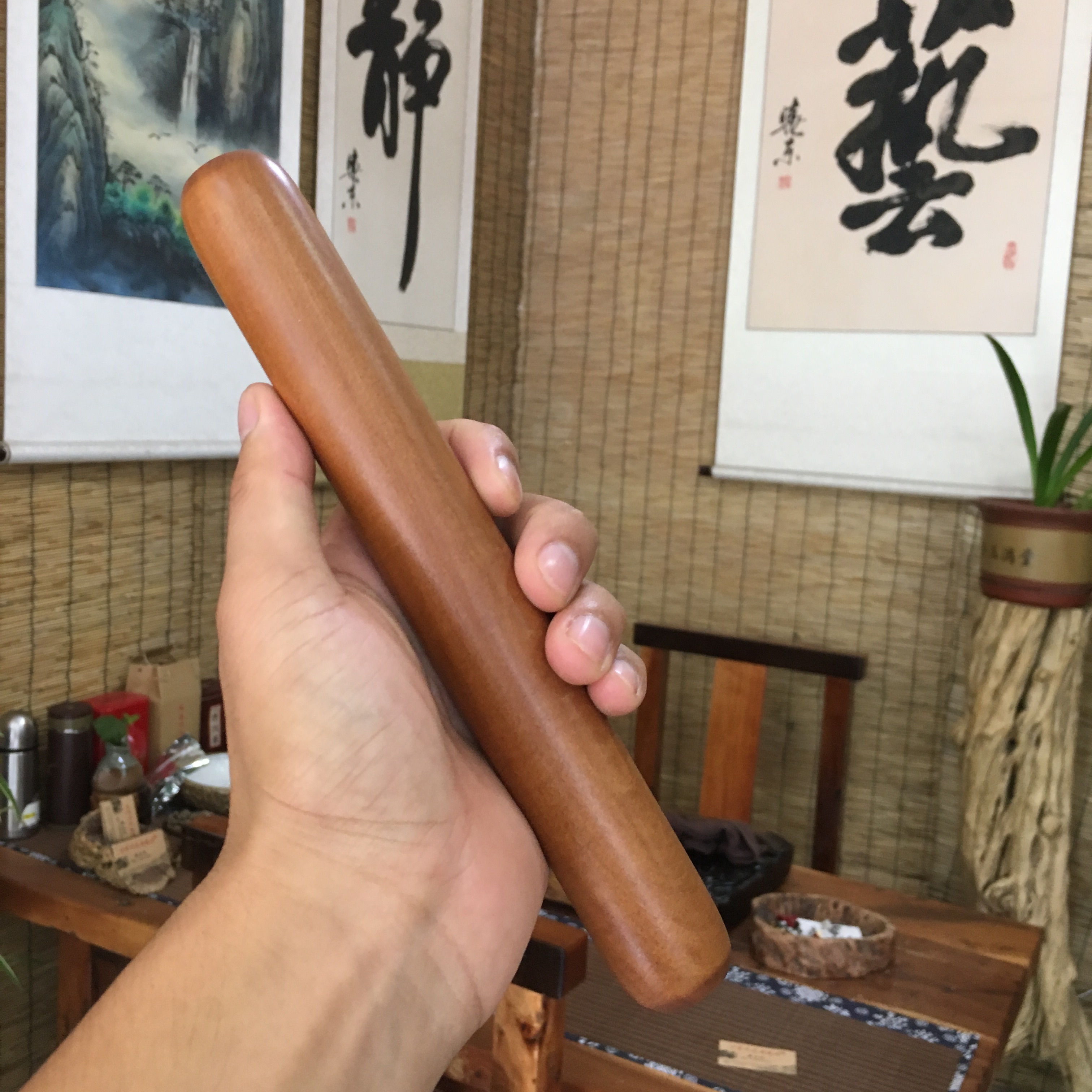 All red heart jujube wood rolling pin Solid wood dumpling skin Small Su stick Jujube wood noodle stick Solid wood rolling pin