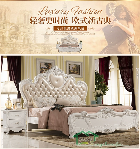 Bộ bàn ghế phòng ngủ kiểu Âu Châu kết hợp năm hoặc sáu bộ trọn bộ bộ đồ gỗ nguyên khối dành cho người lớn đặt giường cưới mới 1,8m - Bộ đồ nội thất