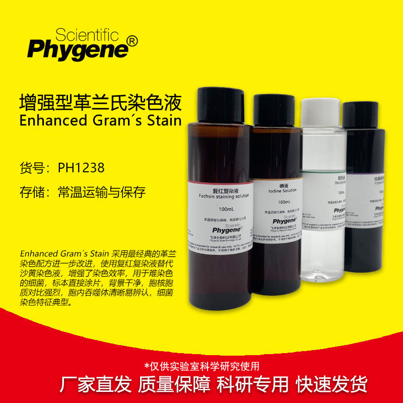 增强型革兰氏染色液 4&times;100mL 细菌染色 科研实验 PH1238 PHYGENE