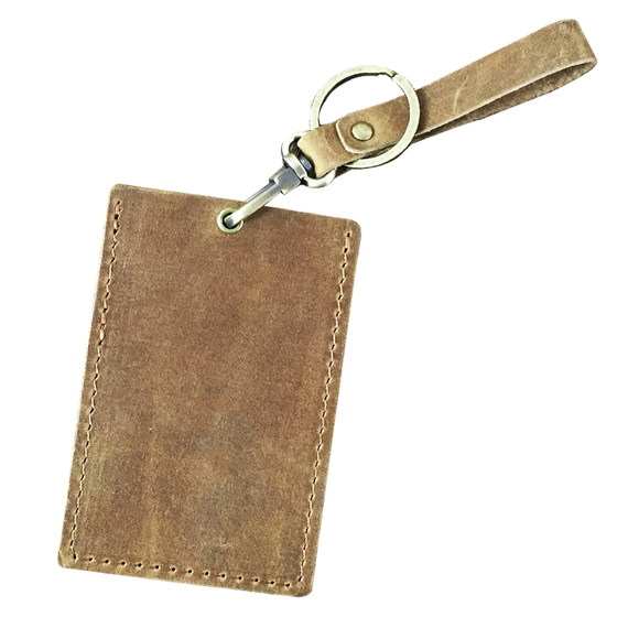 Original first-layer cowhide card set bus meal card clip placket bank card bag genuine leather ultra-thin handmade custom retro fan