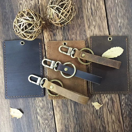 Оригинальный кожаный картхолдер, мультяшный чехол для проездного с гравюрой, воловья кожа, делается под заказ