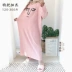 Mùa xuân và mùa thu dài tay nhà đêm váy cotton rộng sọc sọc thể hiện nữ siêu béo mm cộng với phân bón cộng với váy 200 kg - Đêm đầm