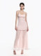 Lotus's Million Light Pink Waist Slim Shoulder Pleated Suspender Long Skirt Pure Desire Hot Girl Dress