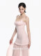 Lotus's Million Light Pink Waist Slim Shoulder Pleated Suspender Long Skirt Pure Desire Hot Girl Dress
