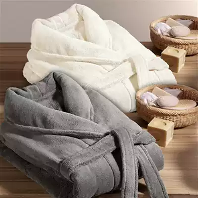 Japanese nightgown women's winter sexy thickened extended coral velvet warm bathrobe comfortable home men's flannel pajamas