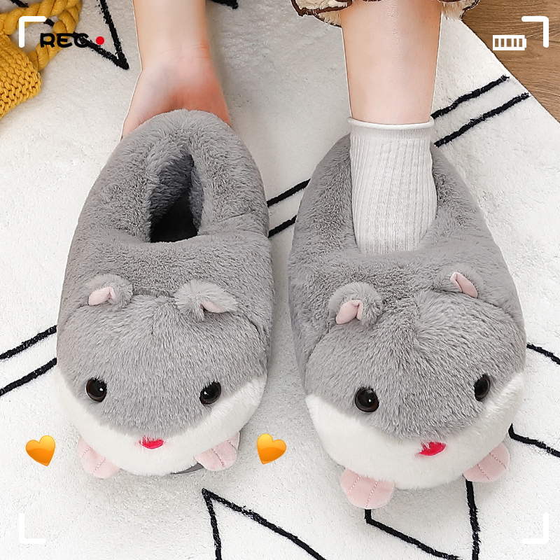 Cotton Slippers Women Autumn Winter Non-slip Cute Cartoon Men Plush Thicken Warm Casual Home Abrasion Lovers Cotton Shoes