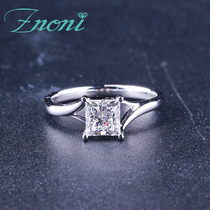 PT Platinum Brief Princess Square Diamond Female Ring Classic Four Paws Wedding Ring 18K Platinum Diamond Ring Custom