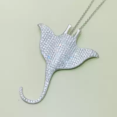 PT950 platinum diamond sage devil fish diamond pendant custom 18K white gold diamond pendant men's necklace