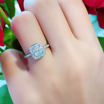 50-point square diamond ring GIA diamond custom 1 carat cushion diamond ring Proposal female ring Pillow diamond ring