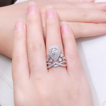 18K Platinum Drop Shaped Diamond Female Ring GIA Diamonds 60 Pear-shaped Diamond Ring Luxury Group Inlaid Diamond Ring