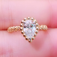 Золотое бриллиантовое обручальное кольцо в форме капли, 18 карат, делается под заказ, один карат
