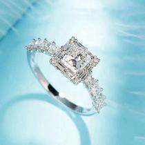 18K white gold 1 carat Princess square diamond ring GIA diamond custom square diamond ring T square group diamond ring