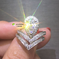 18K Platinum Diamond ring 1 carat water droplet diamond ring luxury pear - shaped diamond ring GIA bare diamond