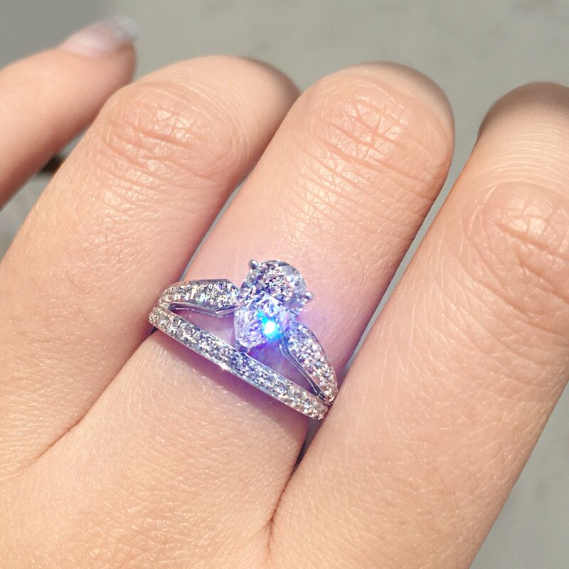 30 DIAMOND RING 18K gold drop shaped diamond female ring GIA naked drill custom a carat wedding diamond ring-Taobao