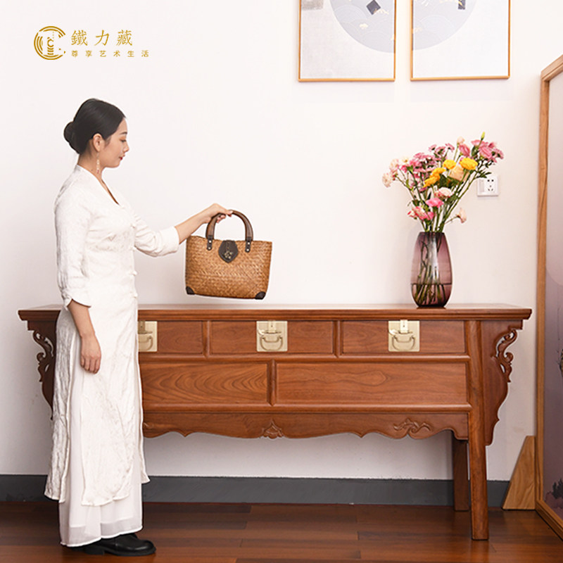 Tie Lizang Iron Pear Wood Union Three Boring Household Cabinet Ming Style Iron Wood Furniture Corner Cabinet Entrance Cabinet Mahogany Sideboard Cabinet