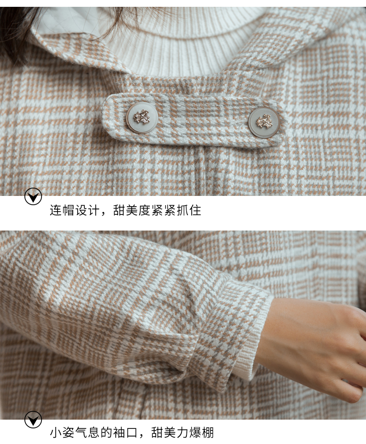 2018 mới mùa đông retro kẻ sọc Sen áo len nữ ngắn nhỏ trùm đầu sinh viên áo len mẫu áo khoác đẹp
