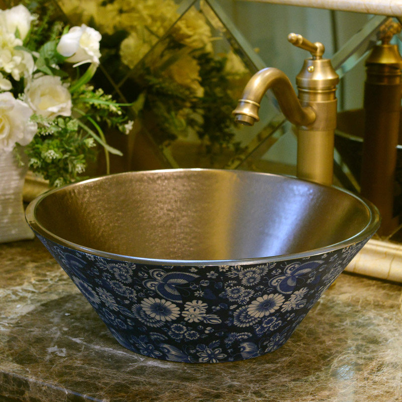 Jingdezhen Chinese classical table basin creative ceramic wash basin art basin gilded Douli bowl-shaped wash basin
