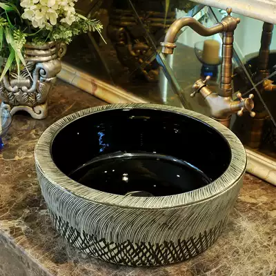 Art table basin Ceramic wash basin Black wash basin powder room personality creative wash basin Household bed and breakfast style