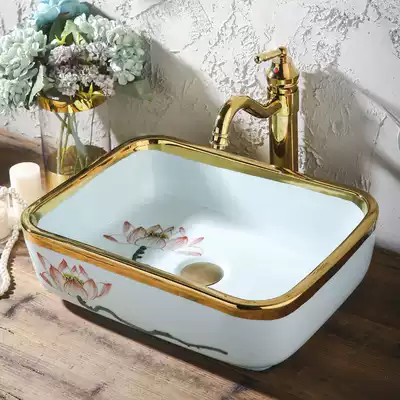 European-style square table upper basin small size gold-plated art basin wash basin
