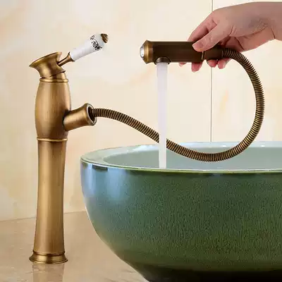 On the stage basin drawing faucet hot and cold faucet washbasin retro all copper faucet wash basin faucet 3 colors