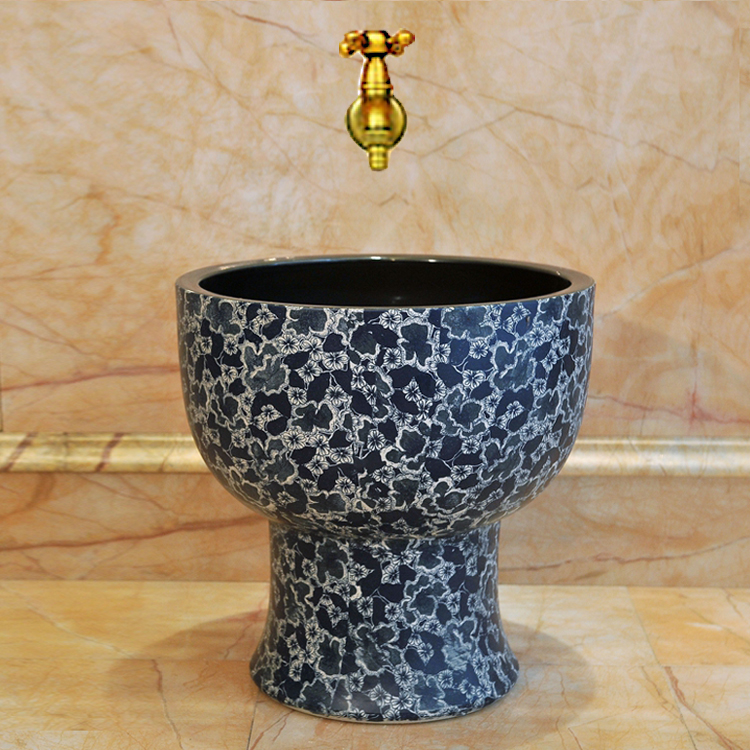Jingdezhen Handmade Ceramic Mop Pool Balcony Mop Basin Makeup Room Art Mop Basin Antique Bathroom Mop Pool