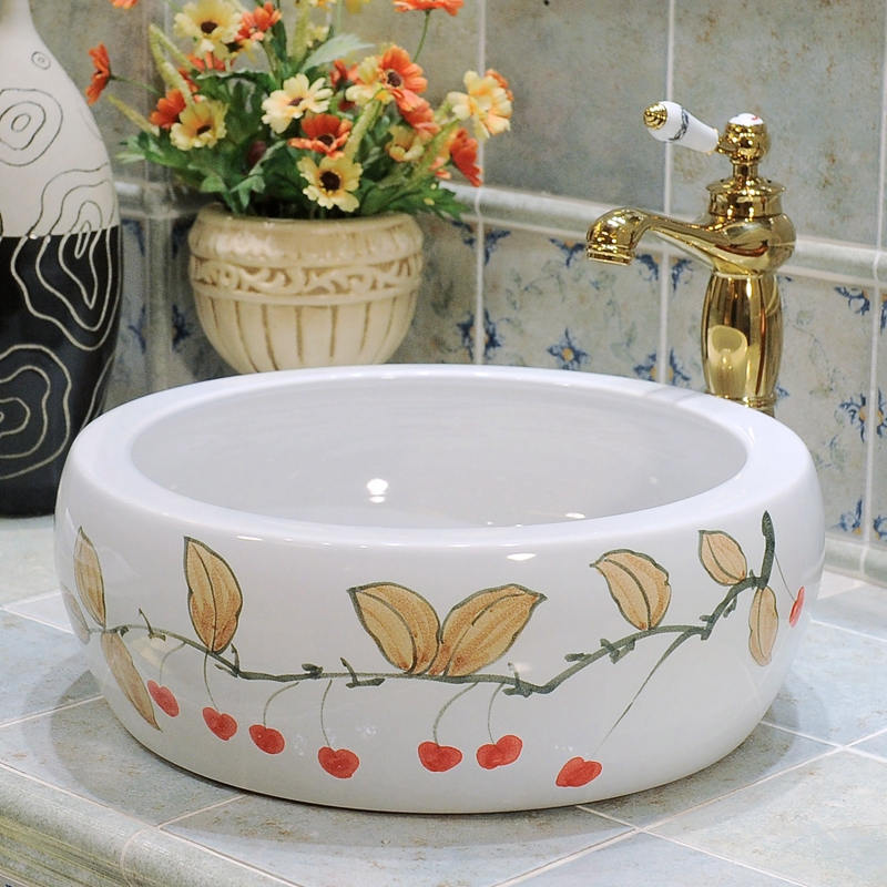 Modern Minimalist Ceramic Washbasin Hand-painted Art Terrace Basin Home Dressing Room Washbasin Balcony Wash and Wash Basin
