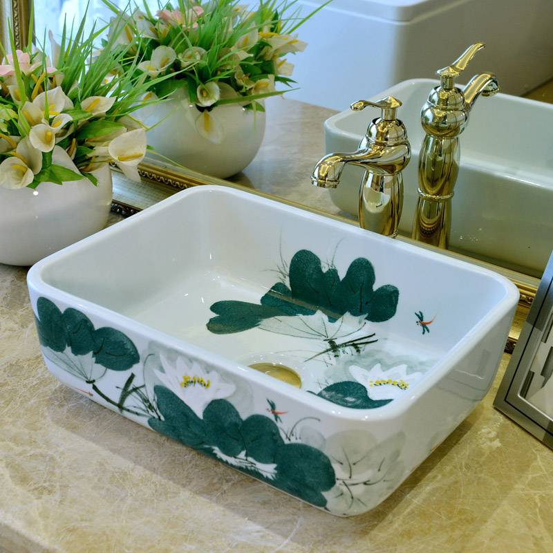 Ceramic table basin Small size square wash basin Powder room wash basin Balcony wash basin Household 40x30