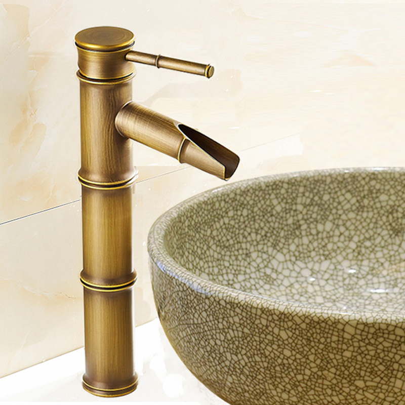 Full copper European-style imitation ancient tap retro bamboo festival single-pore surface basin tap art basin hot and cold tap