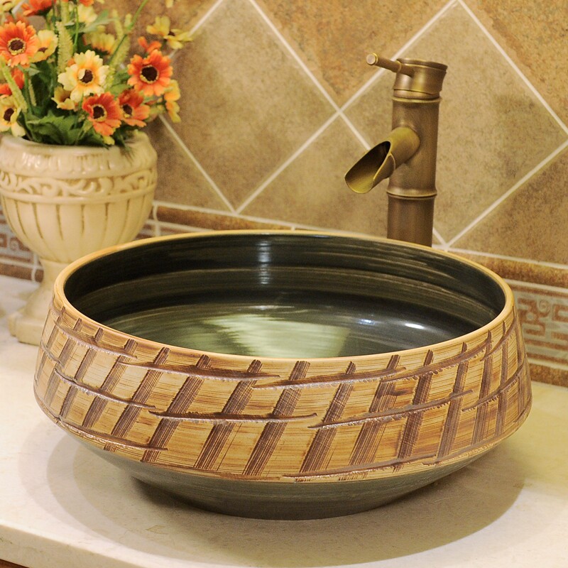 American countertop basin bathroom ceramic washbasin Chinese retro basin creative basin bathroom balcony washbasin