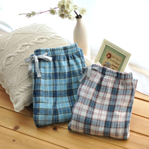 Male and female lovers double layer grinding thickened full cotton flannel straight cylinder home pants autumn winter sleeping pants fit for thin high leg length