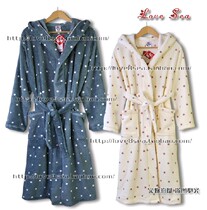 Winter thickened lengthened couple Coral Suede Sleeping Robes Adorable limber Couple hat casual Livewear The home conserved bathrobe