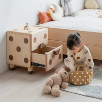 Upper shaped child in the wave point bedside table hard maple black walnut all solid wood childrens bed side double drawer locker