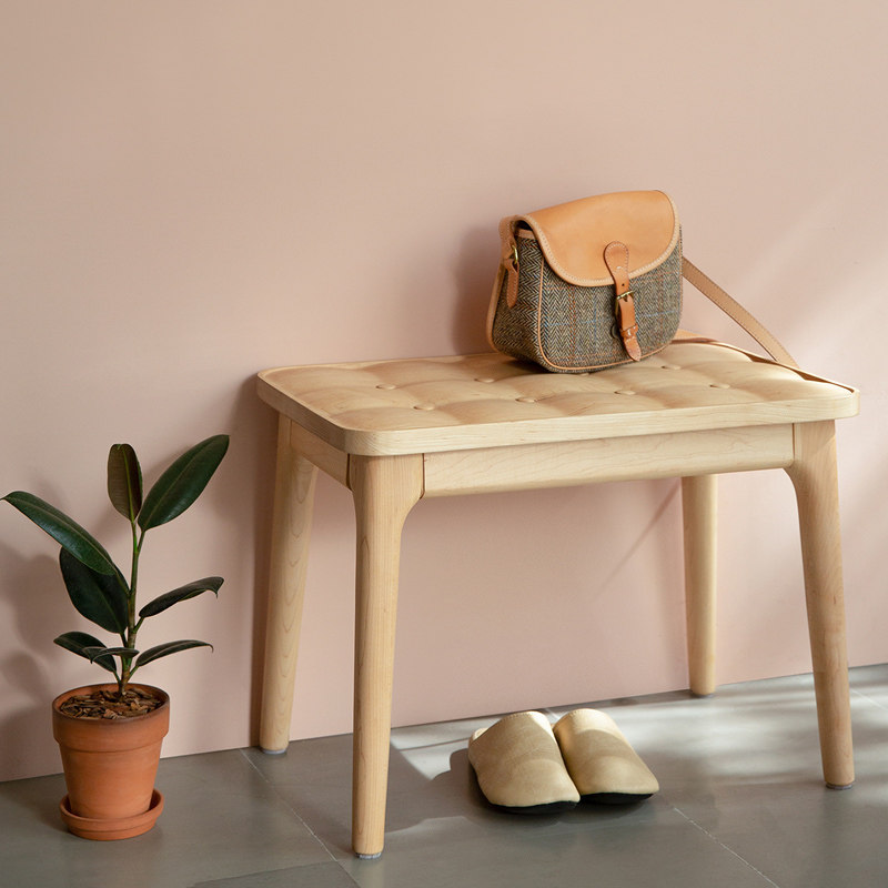 Upper shape press bench black walnut hard maple wooden mask to change shoe stool single - person original furniture