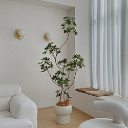 Artificial Green Plant with Duckbill Tree Leaves for Indoor Living Room, High-End Light Luxury Decorative Ornament, Floor-Standing Faux Plant