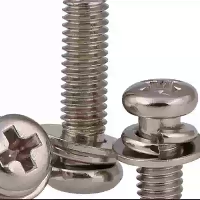 Cross round head M3 M4 M5X6 8 10 12 screws Stainless steel flat elastic pad three combination screws