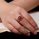 Natural South Red Agate Sterling Silver New Chinese Style National Style Girls Exquisite Small Jewelry Ring Flower Blossom Wealth Open Egg Noodles