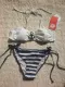 Màu đỏ ngoại thương Nhật Bản ba điểm hai dây bikini chia áo tắm nữ ngực nhỏ sọc retro xuất khẩu đơn đặt hàng ban đầu - Bikinis