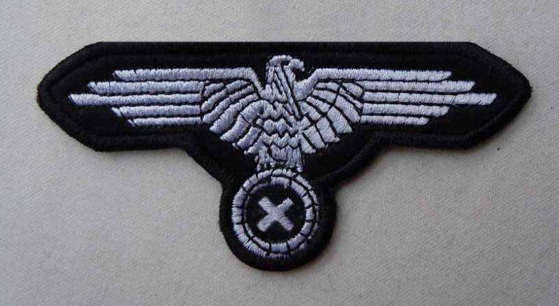 German embroidery eagle embroidery arm decoration eagle emblem machine embroidered white soldier silver officer armband eagle emblem