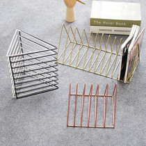 Nordic simple metal triangle bookshelf living room study newspapers and magazines storage decoration storage table bookshelves on the storage table